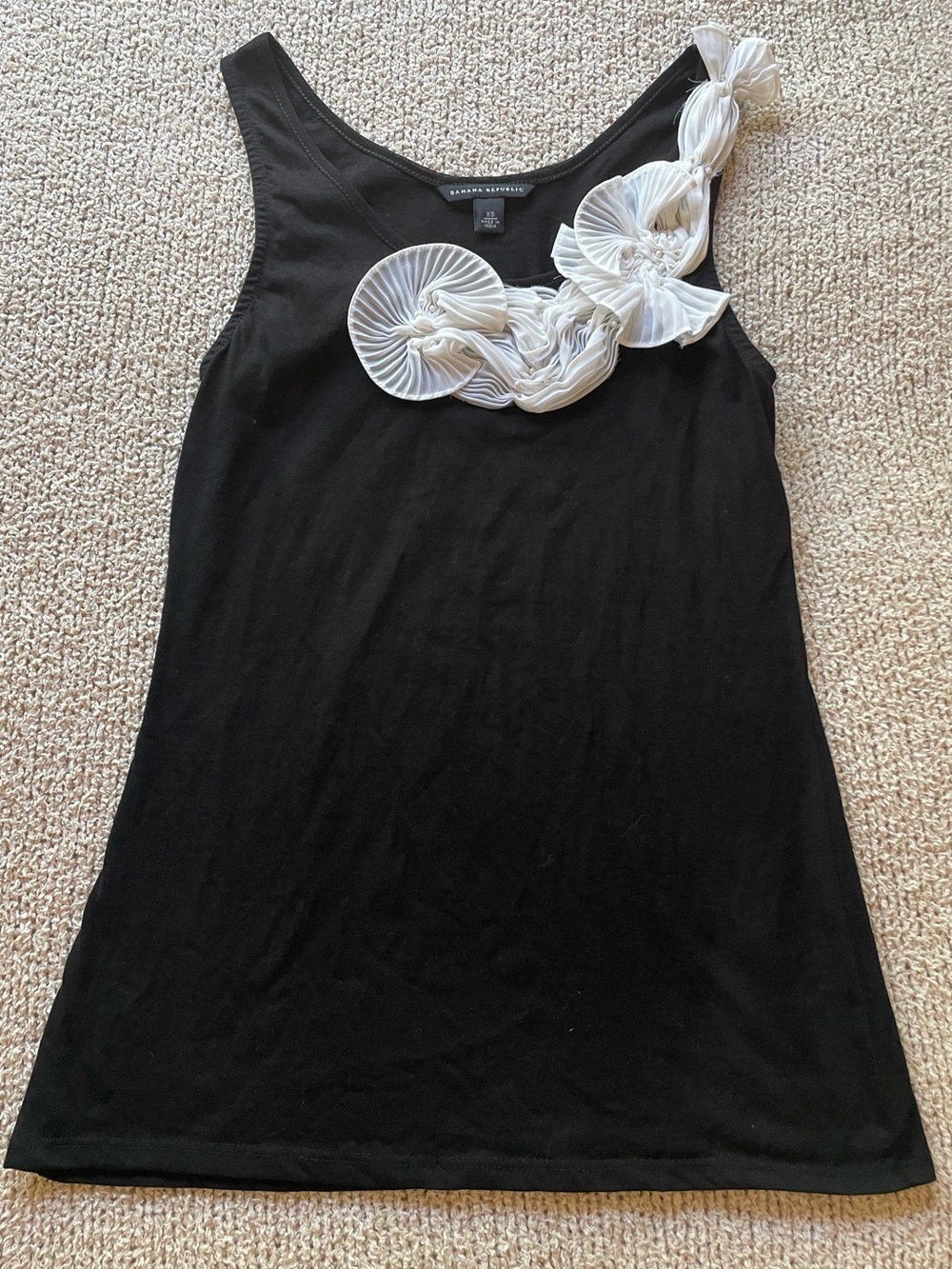 100% Cotton Banana Republic Tank with Pleated Chiffon Detailing EUC - size XS